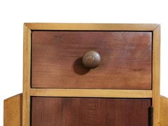 Vtg Ethan Allen Storkie Cabinet Storage Bar Wine Multicolor Wood Art Deco 42″ H