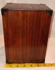 Vintage Lacquerware Oak 3 Drawer Lotus Flower Wooden Card/Jewelry File Cabinet