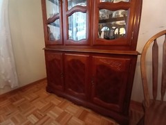 Antique Wooden China Cupboard and Wooden Table with 6 Chairs