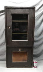 VTG Oak Double Door Bookcase Doctors Medicine Cabinet 20×43 Old 1502-25B