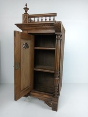 Stunning Antique Corner Cabinet Hand Carved Wood French Breton for right corner