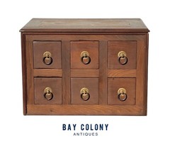 Antique Victorian Walnut Apothecary Spool Cabinet with Six Drawers