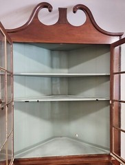 Antique AMERICAN 19th C Colonial Hepplewhite Cherry Curio CORNER CABINET Vitrine