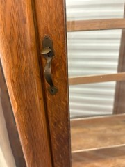 Antique Larkin Oak China Cabinet Quarter Sawn Curved Glass Claw Feet c1910