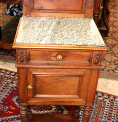 French Louis XVI Antique Walnut Nightstand Small Bedside Cabinet With Crown