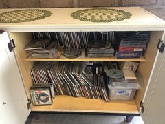 Vintage Mackenzie Childs Inspired Side Wooden Table With Shelves
