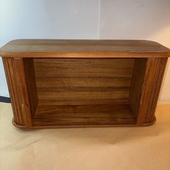 Vintage Mid Century Brookstone Teak Tambour Door Wall Mount Cabinet