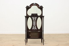 Art Nouveau Antique Etagere Curio Display, Beveled Mirrors #53124