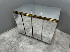 Post-Modern Mirrored Brass Credenza/Cabinet O.B. Solie for Ello Furniture, Italy