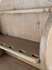 Rustic Pine Wood Cutlery Wall Furniture with Drawer, 1950s