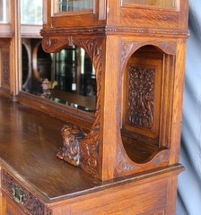 Antique Highly Carved Victorian Oak Sideboard – original finish