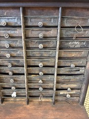 Antique Wooden Cabinet Letter Check File Drawers Industrial Register Desk Cubby