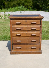 Antique Apothecary Cabinet Slot Machine Stand Wood Drawer Tiger Oak counter VTG