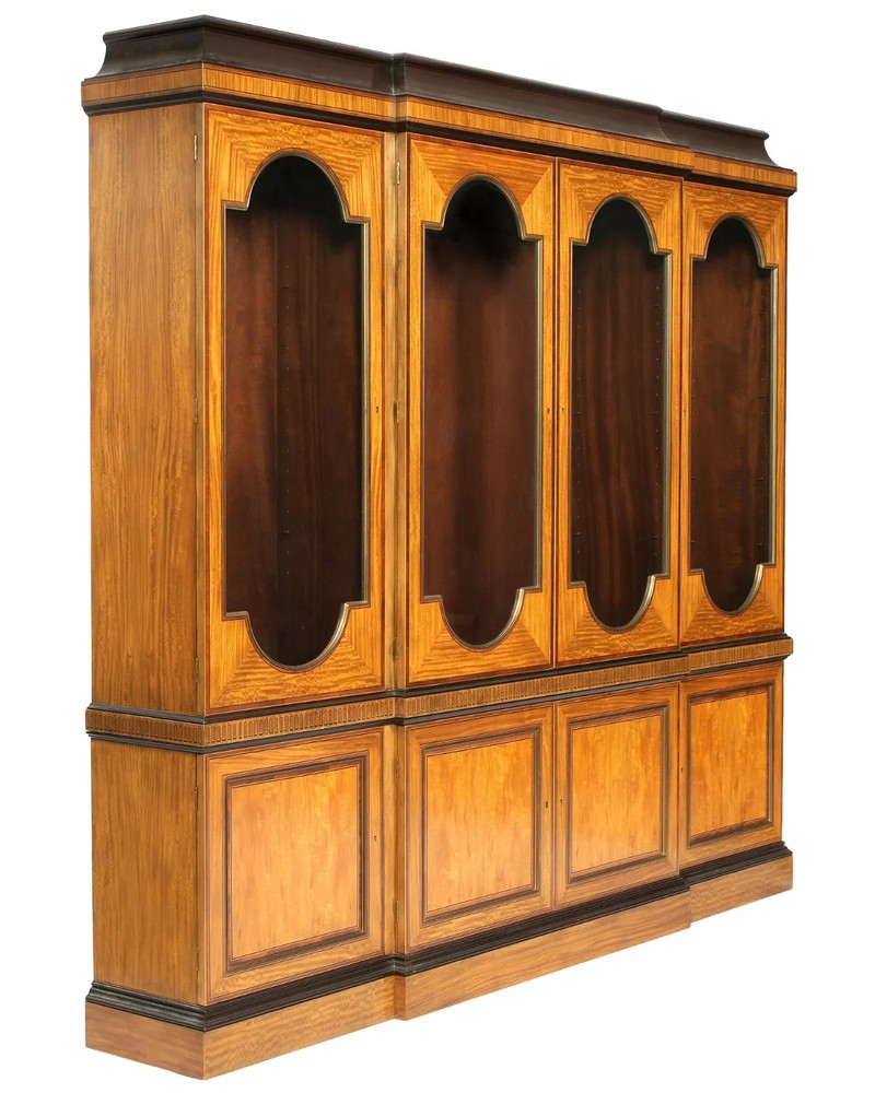 Large 4 Door Baker Campaign Satinwood Bookcase