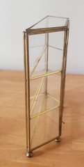 Vintage Brass Glass Feature Display Case,Curios Tabletop Cabinet 8.5″ Tall