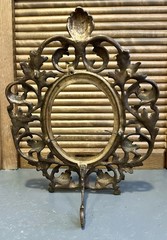 Antique Victorian Gilt Iron Oval Mirror or Picture Frame
