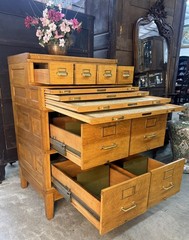 Antique American Quarter-Sawn Oak Stacking Flat File Drawer File Cabinet 1915