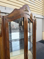 67340 Louis XV Inlaid Curio Cabinet with Bronze Ormalu