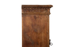Continental Heavily Worn Carved One-Door Cupboard Cabinet of Small Size