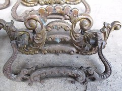 VICTORIAN FANCY DRESSER DRAWER PULL Set 4 & ESCUTCHEON ORIGINAL SALVAGED