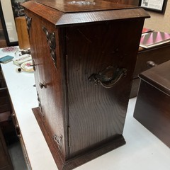 Large Antique Oak Smokers Cabinet. in vgc for age with working lock and key
