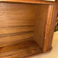 Vintage Mid Century Brookstone Teak Tambour Door Wall Mount Cabinet