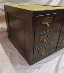 ANTIQUE U.S.P.O DEPT CARD CATALOG INDEX FILE 6 DRAWER CABINET. TIGER OAK