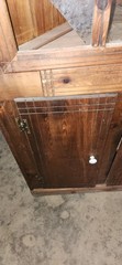 VTG Antique Wood Corner Cabinet China Press Bubble Glass Primitive Knotty Pine