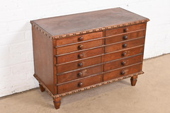 Antique Victorian Carved Mahogany Twelve-Drawer Collector’s Cabinet, Circa 1880s