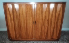 Vintage MCM 1961 Drexel Heritage Sculpted Front Walnut Cabinet or Sideboard