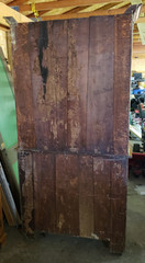 Antique Step-Back Cupboard Hutch Glass Doors Drop-Front Desk Engraved Panels