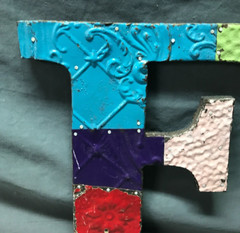 Decorative Salvaged Tin Ceiling 12″ Patchwork Mix Color Letter F Metal 357-25B