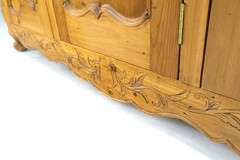 Country French Vintage Wine Rack Two-Piece Pine Step-Back Hutch