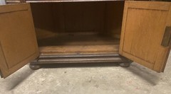 VICTORIAN CARVED DOLPHIN OAK CORNER CHINA CABINET