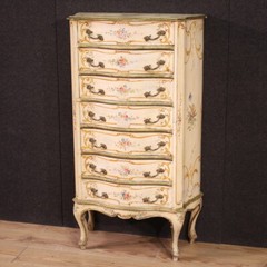 Painted tallboy antique style Venetian chest of drawers 20th century furniture