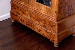 Antique French Louis Philippe Burl Wood Vitrine Cabinet