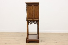 Gothic Antique Oak Bar, Hall or Bath Cabinet, Carved Knights #55395