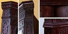 Antique English 19th Century Chinese Chippendale Mahogany Corner China Cabinet