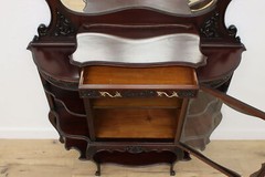 English Antique Carved Mahogany Etagere Curio or Bar Cabinet #52843