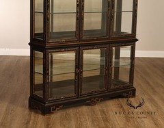 Drexel Heritage Et Cetera Chinoiserie Black Lacquer Pagoda Top Lighted Cabinet