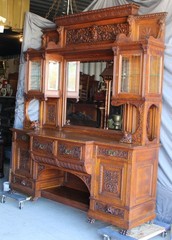 Antique Highly Carved Victorian Oak Sideboard – original finish