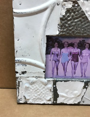 VTG Shabby White Photo 4×6 Patchwork Tin Ceiling Picture Frame Chic Old 673-26B