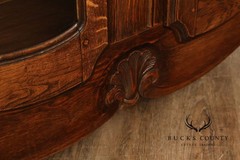 French Country Louis XV Style Vintage Oak China Display Cabinet