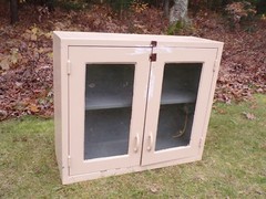 Vintage Mid Century Medical Dental Apothecary Glass & Metal Wall Cabinet