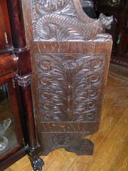 ANTIQUE HEAVILY CARVED JACOBEAN REVIVAL STYLE CABINET SIGNED EDWARDS & ROBERTS