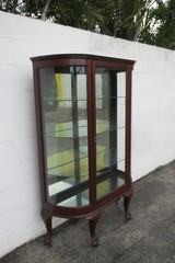 Early 1900s Large Ball and Claw Feet Display Curio Cabinet Cupboard 6095