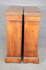 Rare Pair Burled Walnut and Porcelain Plaques and Bronze Ormolu