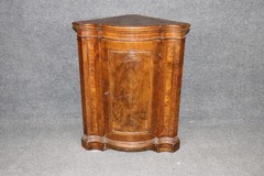 Fine Antique 1780s Italian Burled Walnut Primitive Corner Cabinet Rustic Lock