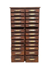 Antique Victorian Oak 26 Drawer Raised Panel Office File Cabinet by Cutler