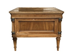 Vintage French Walnut & Burl Wood Side Cabinet Table w/ Brass Accents